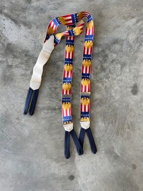 Trafalgar Calvin Curtis America Hurrah Flag Eagle Suspenders Silk Braces RARE